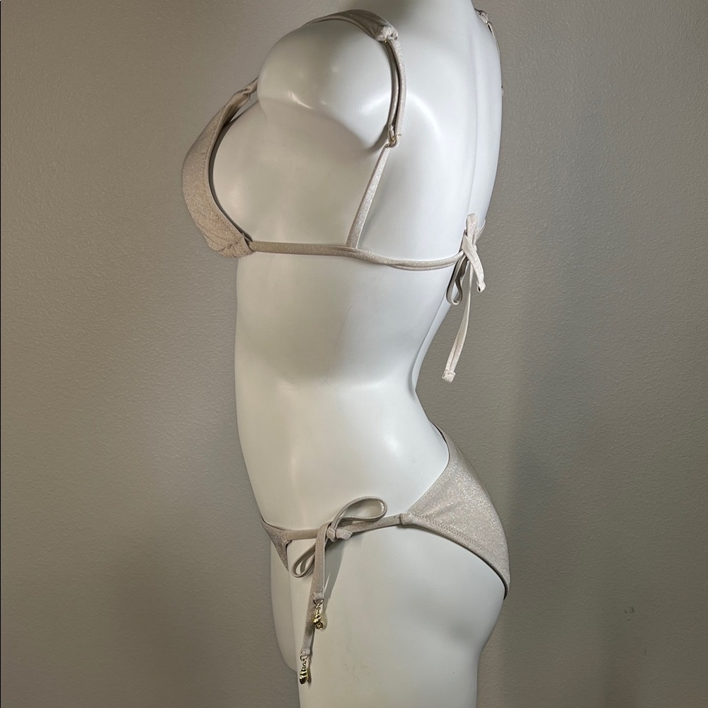 Shade & Shore Ivory Sparkly Bikini Set (XS Top and S Bottom) - Picture 7 of 12